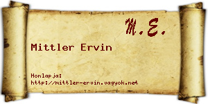 Mittler Ervin névjegykártya